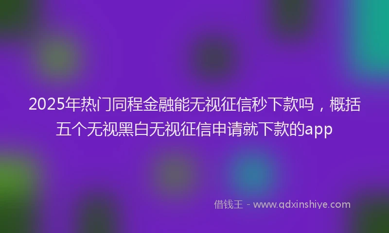 2025年热门同程金融能无视征信秒下款吗，概括五个无视黑白无视征信申请就下款的app