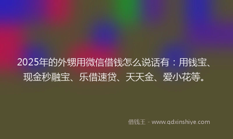2025年的外甥用微信借钱怎么说话有：用钱宝、现金秒融宝、乐借速贷、天天金、爱小花等。