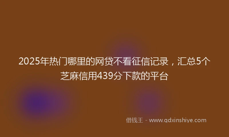 2025年热门哪里的网贷不看征信记录，汇总5个芝麻信用439分下款的平台