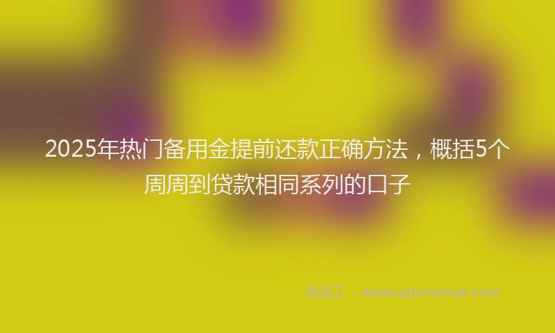 2025年热门备用金提前还款正确方法，概括5个周周到贷款相同系列的口子