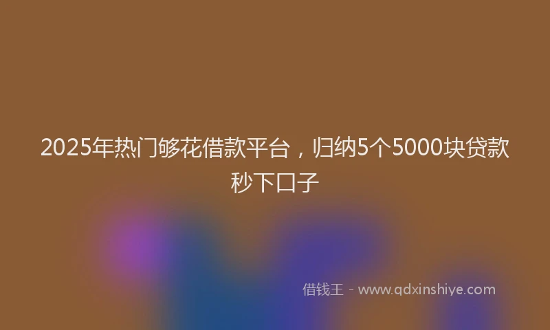 2025年热门够花借款平台，归纳5个5000块贷款秒下口子