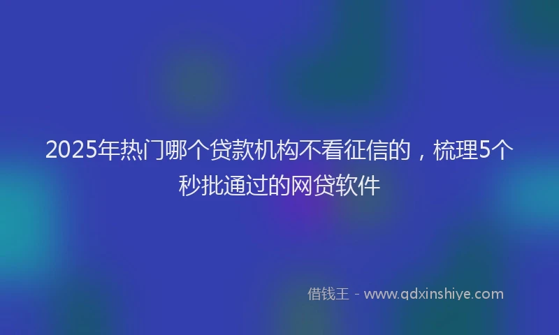 2025年热门哪个贷款机构不看征信的，梳理5个秒批通过的网贷软件