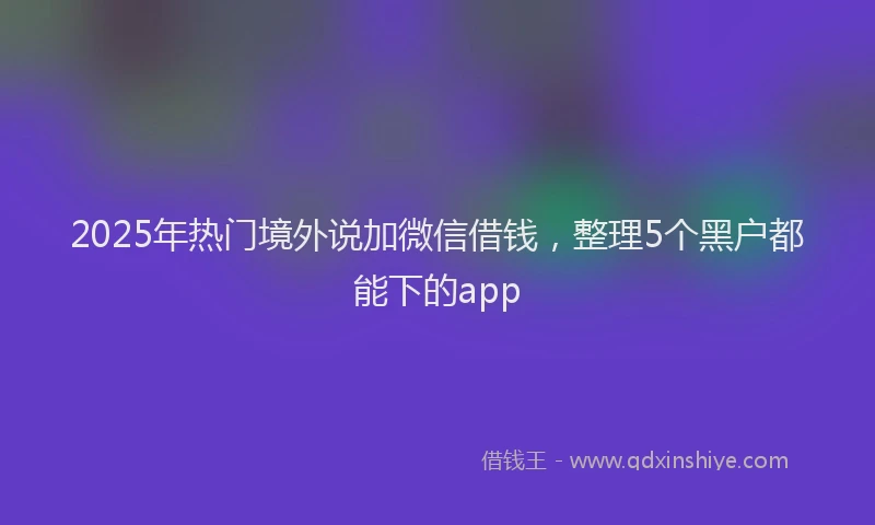 2025年热门境外说加微信借钱，整理5个黑户都能下的app