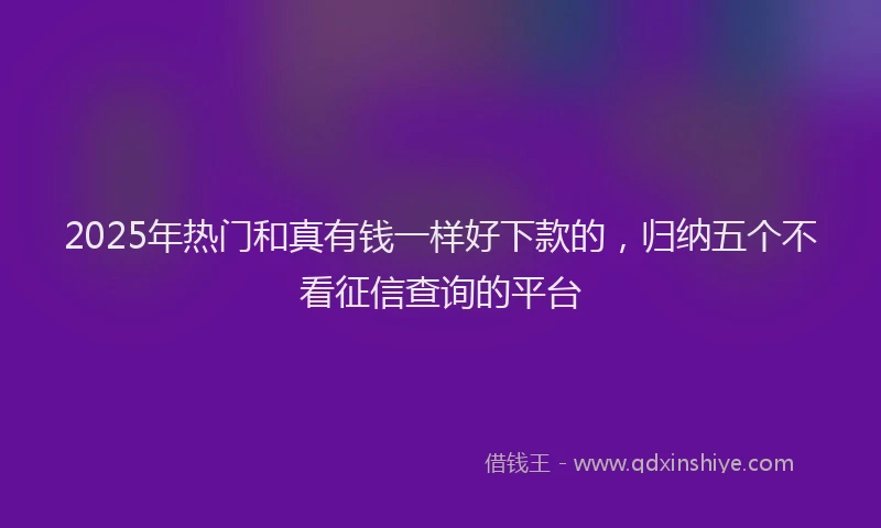 2025年热门和真有钱一样好下款的，归纳五个不看征信查询的平台