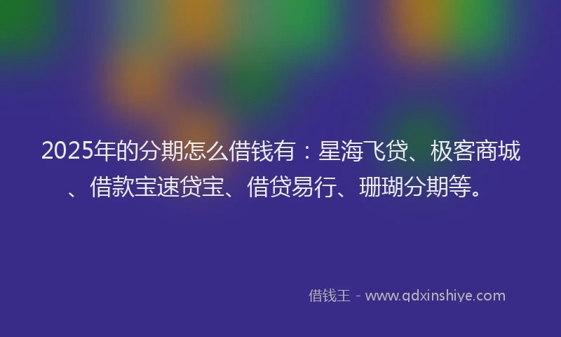 2025年的分期怎么借钱有：星海飞贷、极客商城、借款宝速贷宝、借贷易行、珊瑚分期等。