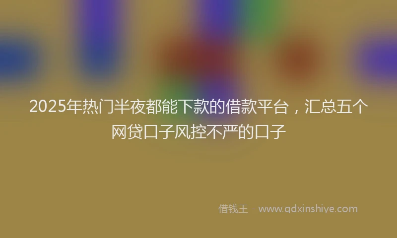 2025年热门半夜都能下款的借款平台，汇总五个网贷口子风控不严的口子