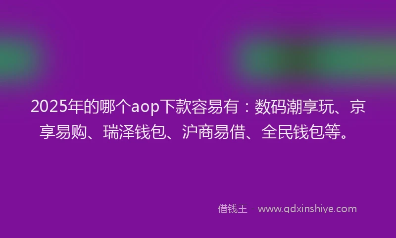 2025年的哪个aop下款容易有：数码潮享玩、京享易购、瑞泽钱包、沪商易借、全民钱包等。