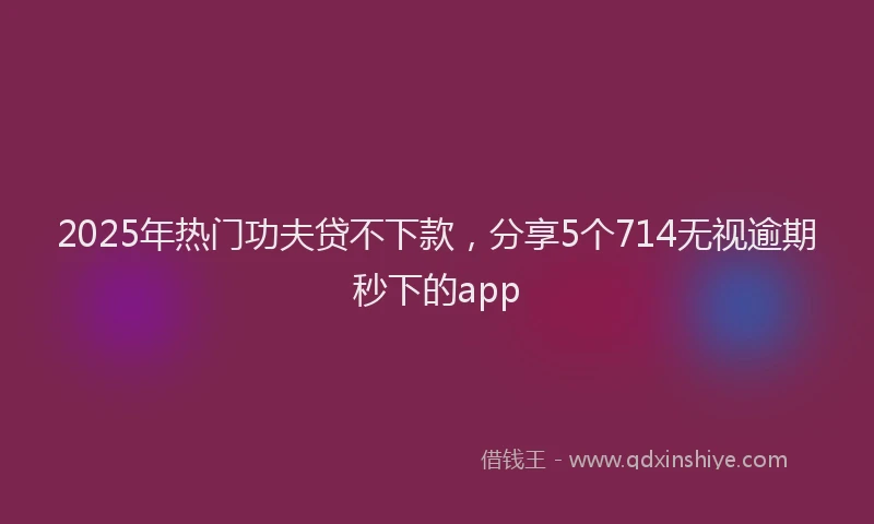 2025年热门功夫贷不下款，分享5个714无视逾期秒下的app