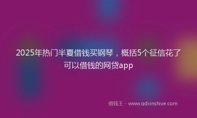 2025年热门半夏借钱买钢琴，概括5个征信花了可以借钱的网贷app