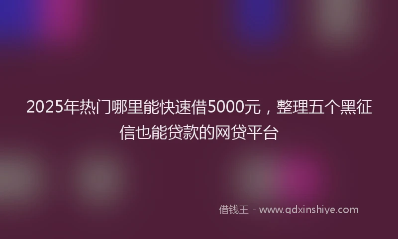 2025年热门哪里能快速借5000元，整理五个黑征信也能贷款的网贷平台