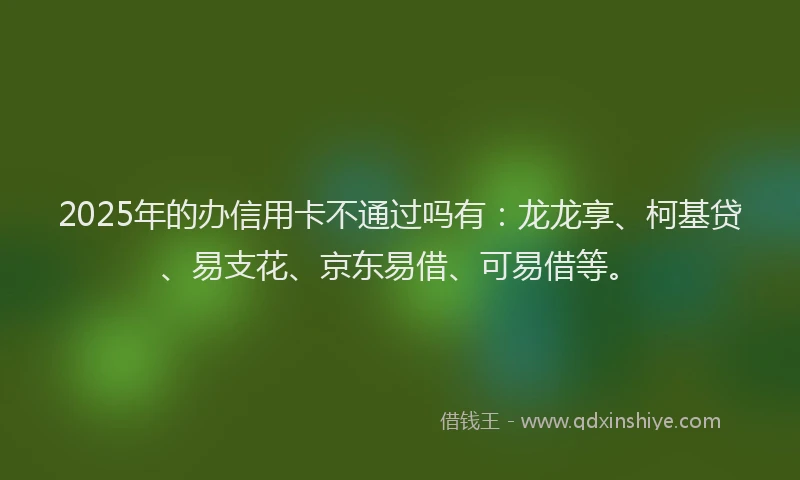 2025年的办信用卡不通过吗有：龙龙享、柯基贷、易支花、京东易借、可易借等。