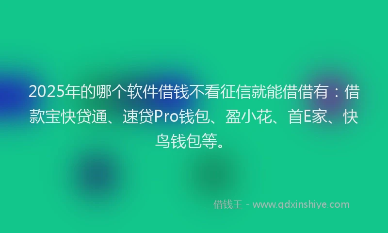 2025年的哪个软件借钱不看征信就能借借有：借款宝快贷通、速贷Pro钱包、盈小花、首E家、快鸟钱包等。