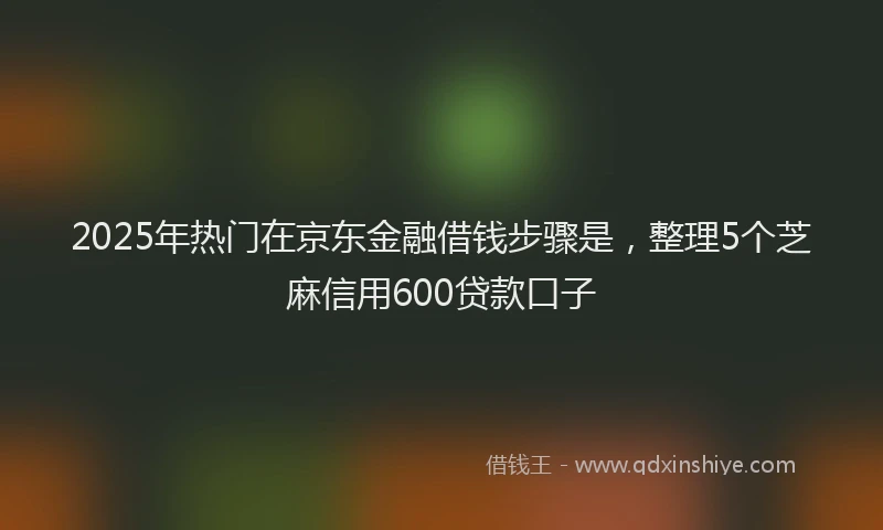 2025年热门在京东金融借钱步骤是，整理5个芝麻信用600贷款口子