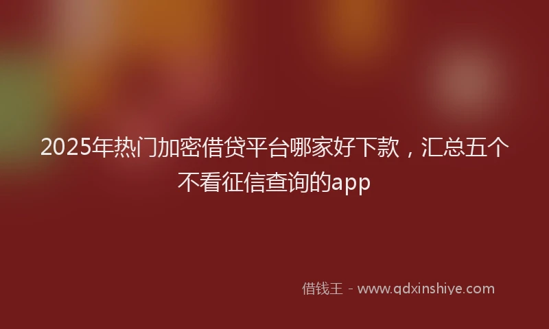 2025年热门加密借贷平台哪家好下款，汇总五个不看征信查询的app