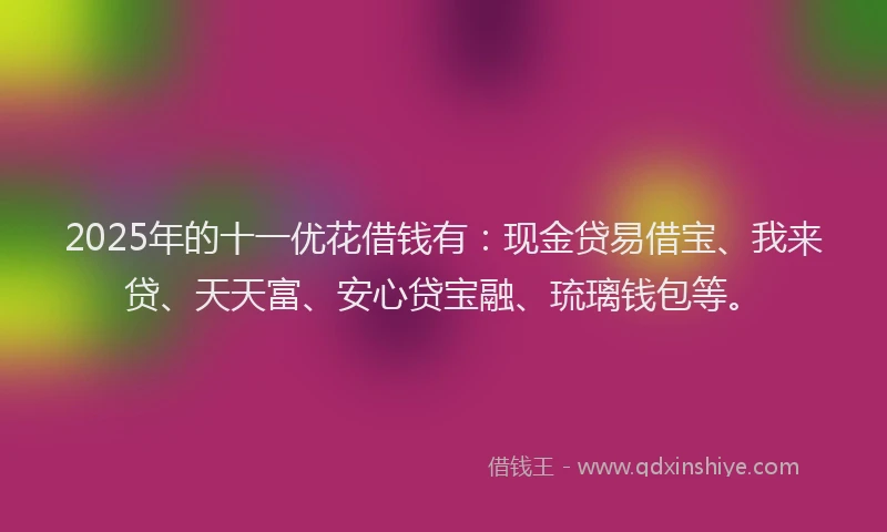 2025年的十一优花借钱有：现金贷易借宝、我来贷、天天富、安心贷宝融、琉璃钱包等。