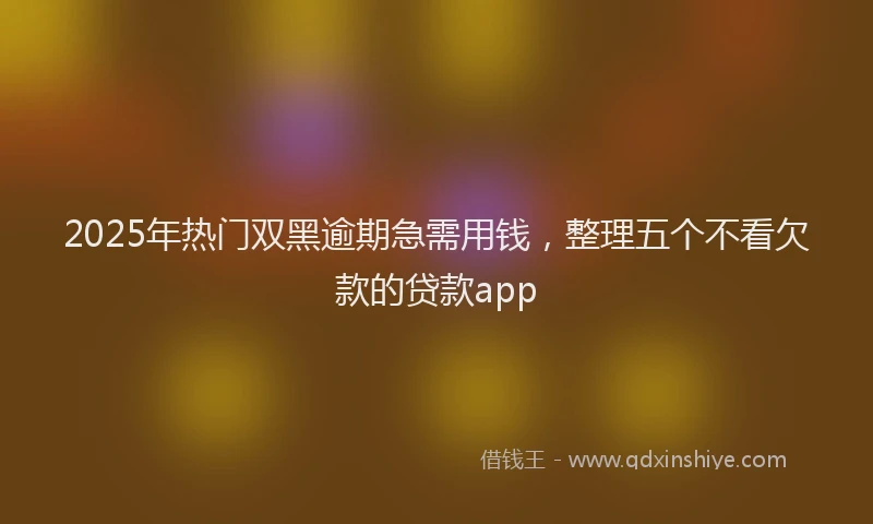 2025年热门双黑逾期急需用钱，整理五个不看欠款的贷款app