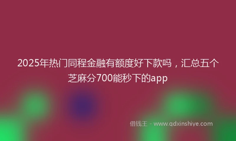 2025年热门同程金融有额度好下款吗，汇总五个芝麻分700能秒下的app