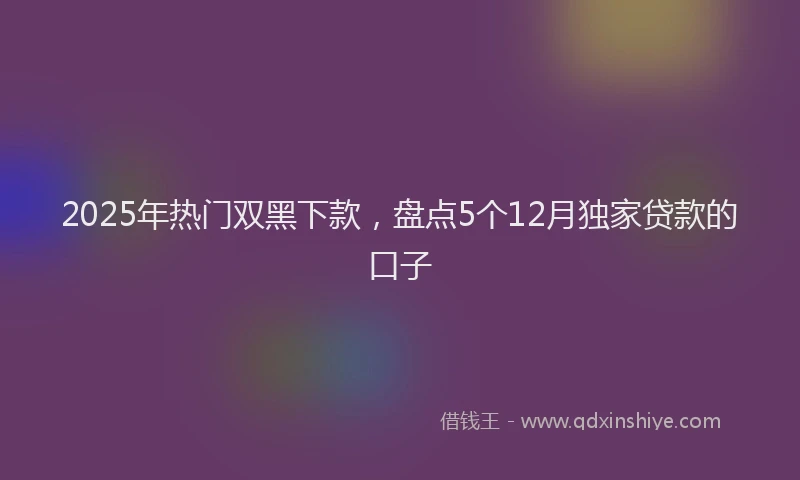 2025年热门双黑下款，盘点5个12月独家贷款的口子