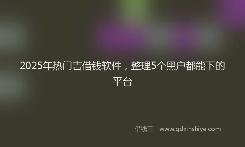2025年热门吉借钱软件，整理5个黑户都能下的平台