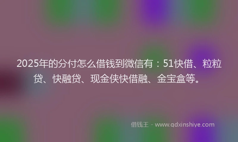 2025年的分付怎么借钱到微信有：51快借、粒粒贷、快融贷、现金侠快借融、金宝盒等。
