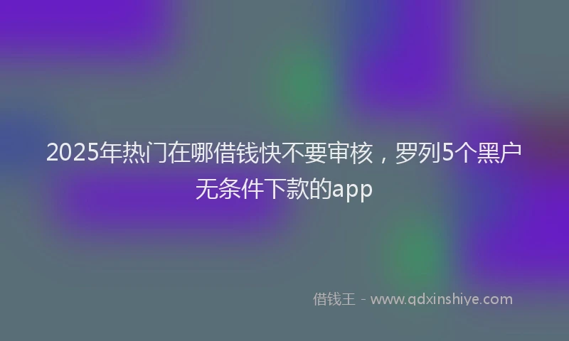 2025年热门在哪借钱快不要审核，罗列5个黑户无条件下款的app