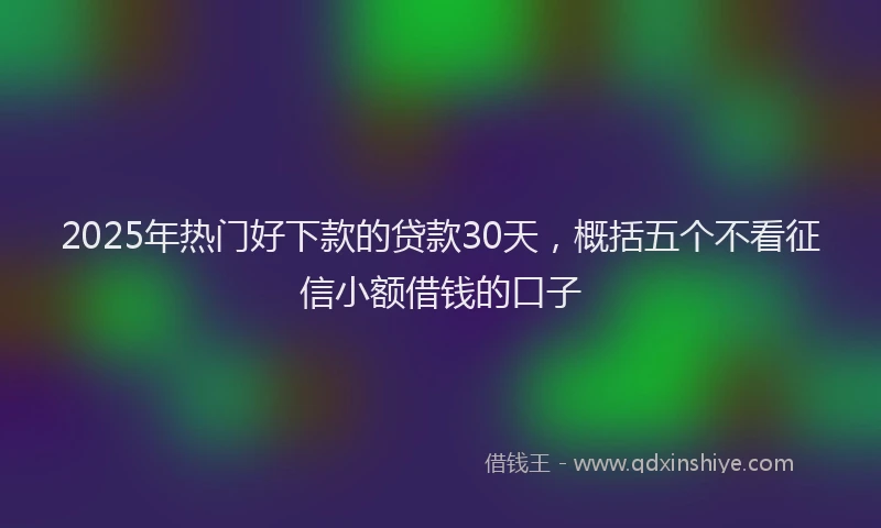 2025年热门好下款的贷款30天，概括五个不看征信小额借钱的口子