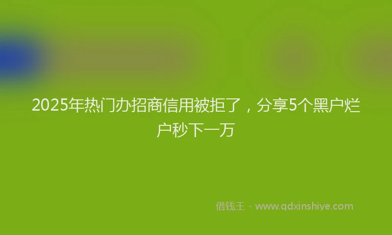 2025年热门办招商信用被拒了，分享5个黑户烂户秒下一万