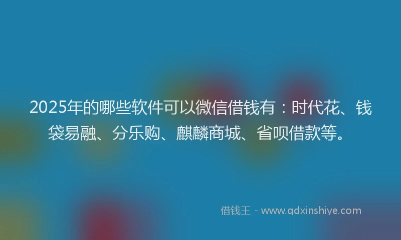 2025年的哪些软件可以微信借钱有：时代花、钱袋易融、分乐购、麒麟商城、省呗借款等。