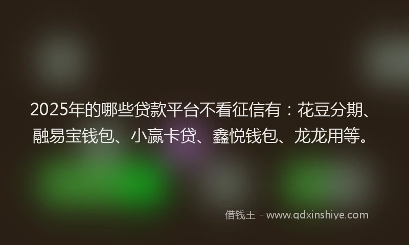 2025年的哪些贷款平台不看征信有：花豆分期、融易宝钱包、小赢卡贷、鑫悦钱包、龙龙用等。
