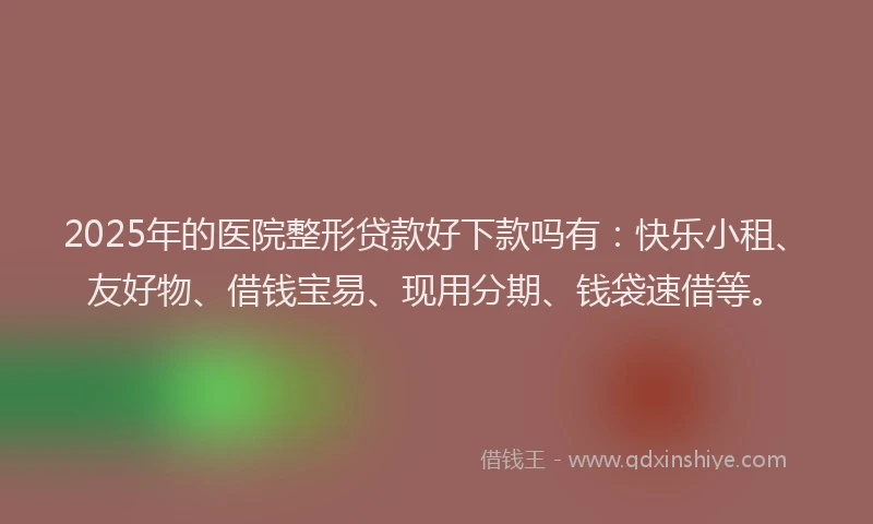 2025年的医院整形贷款好下款吗有：快乐小租、友好物、借钱宝易、现用分期、钱袋速借等。