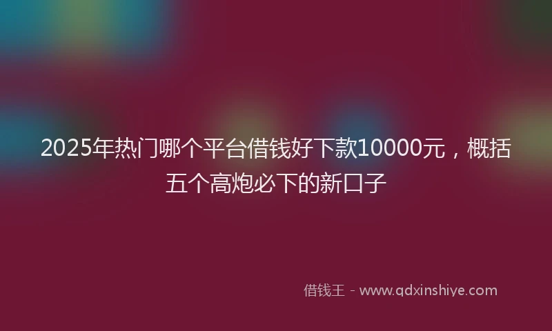 2025年热门哪个平台借钱好下款10000元，概括五个高炮必下的新口子