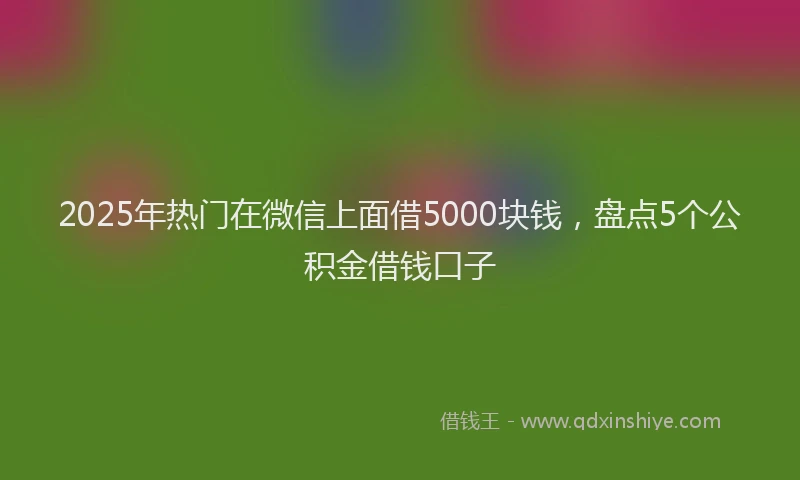 2025年热门在微信上面借5000块钱，盘点5个公积金借钱口子