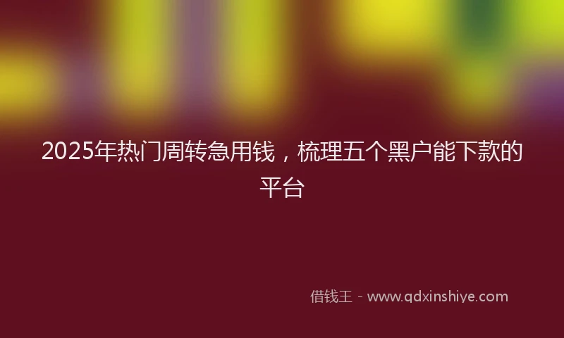 2025年热门周转急用钱，梳理五个黑户能下款的平台