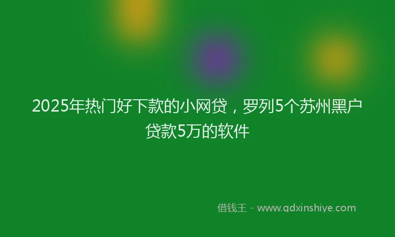2025年热门好下款的小网贷，罗列5个苏州黑户贷款5万的软件