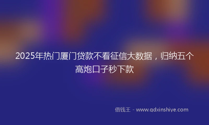 2025年热门厦门贷款不看征信大数据，归纳五个高炮口子秒下款