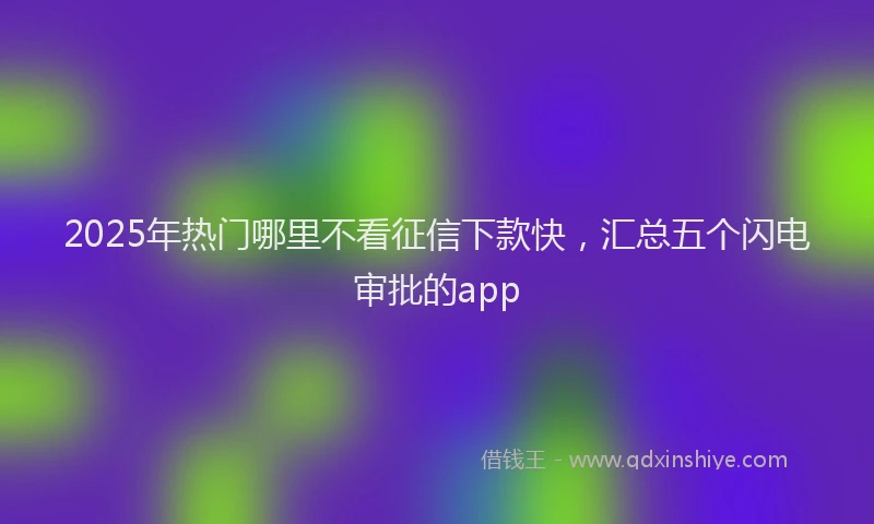 2025年热门哪里不看征信下款快，汇总五个闪电审批的app