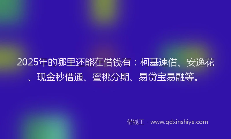 2025年的哪里还能在借钱有：柯基速借、安逸花、现金秒借通、蜜桃分期、易贷宝易融等。