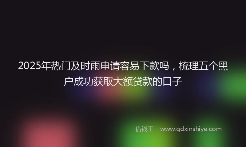2025年热门及时雨申请容易下款吗，梳理五个黑户成功获取大额贷款的口子