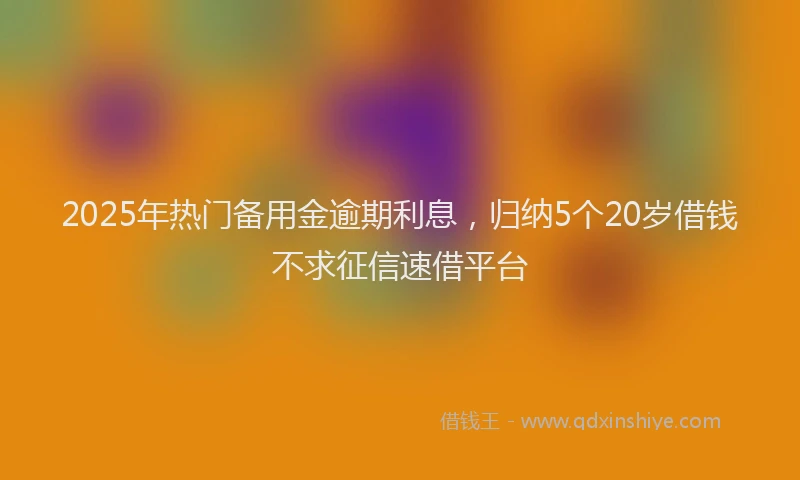 2025年热门备用金逾期利息，归纳5个20岁借钱不求征信速借平台