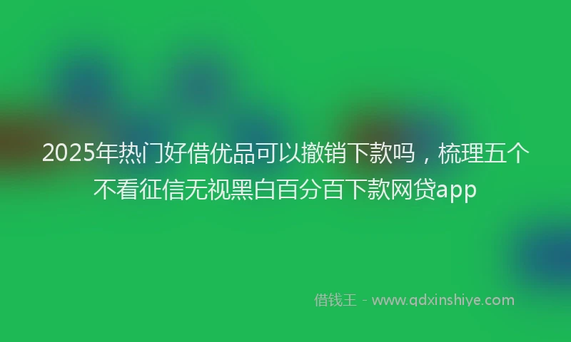 2025年热门好借优品可以撤销下款吗，梳理五个不看征信无视黑白百分百下款网贷app