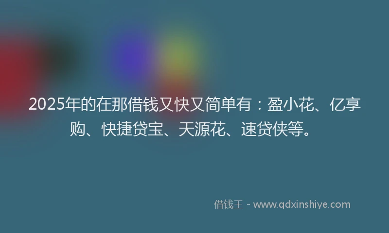 2025年的在那借钱又快又简单有：盈小花、亿享购、快捷贷宝、天源花、速贷侠等。