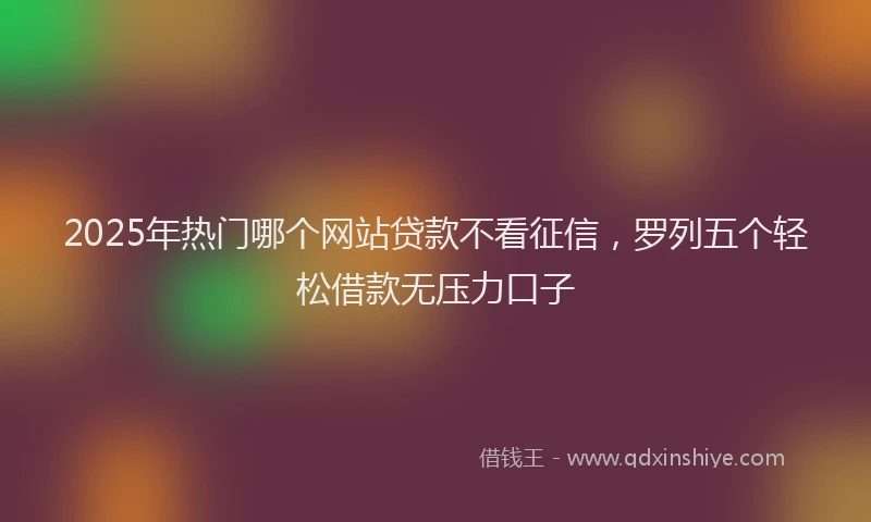2025年热门哪个网站贷款不看征信，罗列五个轻松借款无压力口子