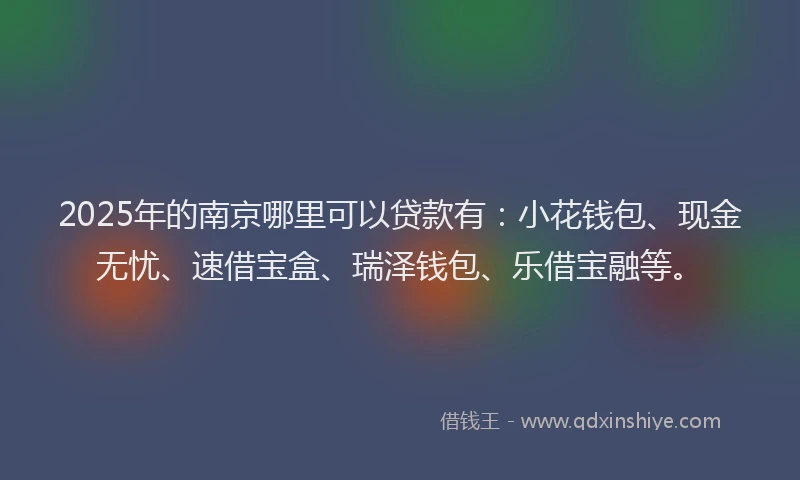 2025年的南京哪里可以贷款有：小花钱包、现金无忧、速借宝盒、瑞泽钱包、乐借宝融等。