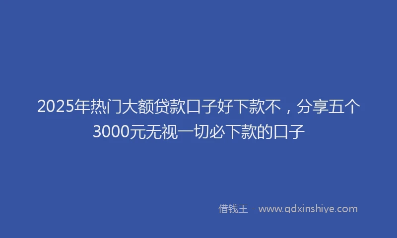 2025年热门大额贷款口子好下款不，分享五个3000元无视一切必下款的口子