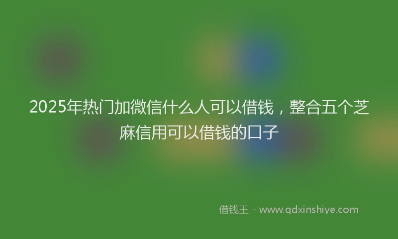 2025年热门加微信什么人可以借钱，整合五个芝麻信用可以借钱的口子