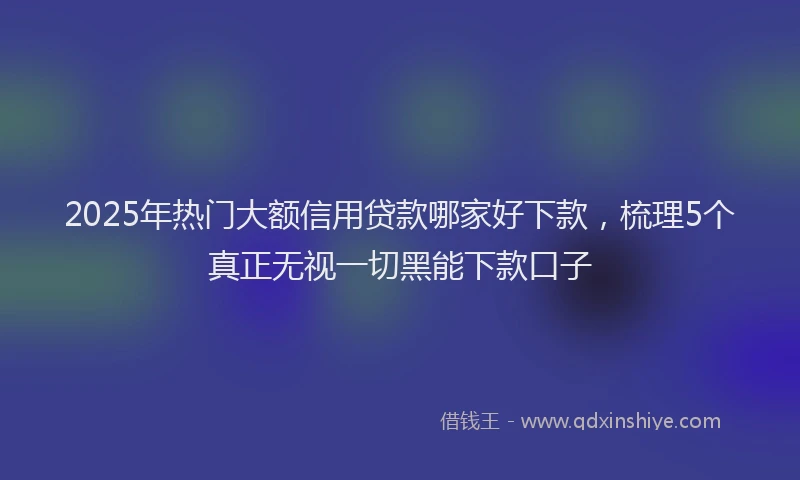 2025年热门大额信用贷款哪家好下款，梳理5个真正无视一切黑能下款口子