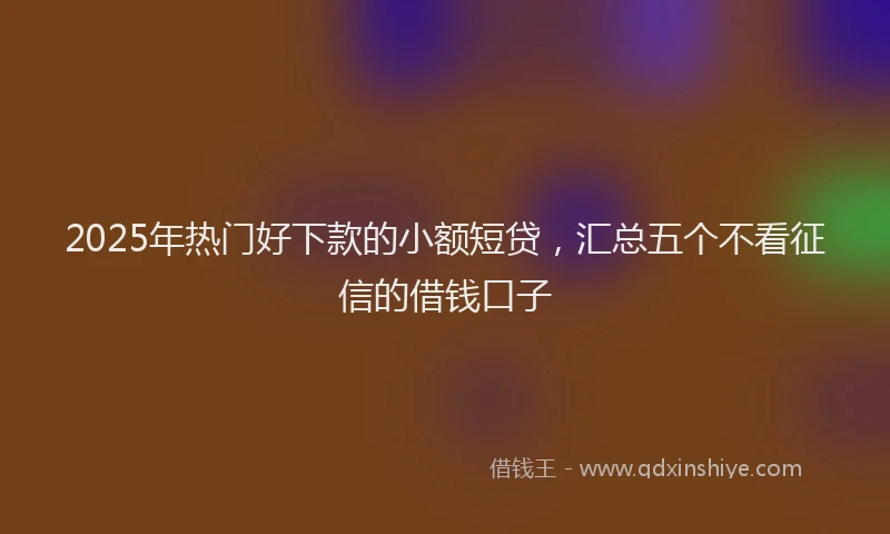2025年热门好下款的小额短贷，汇总五个不看征信的借钱口子