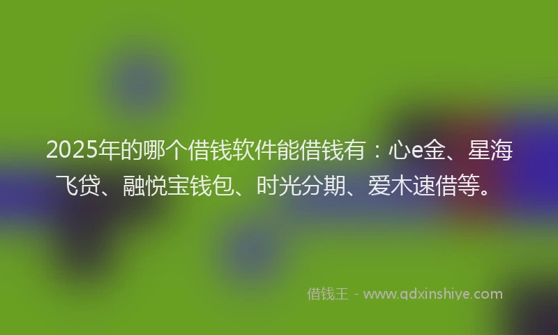 2025年的哪个借钱软件能借钱有：心e金、星海飞贷、融悦宝钱包、时光分期、爱木速借等。