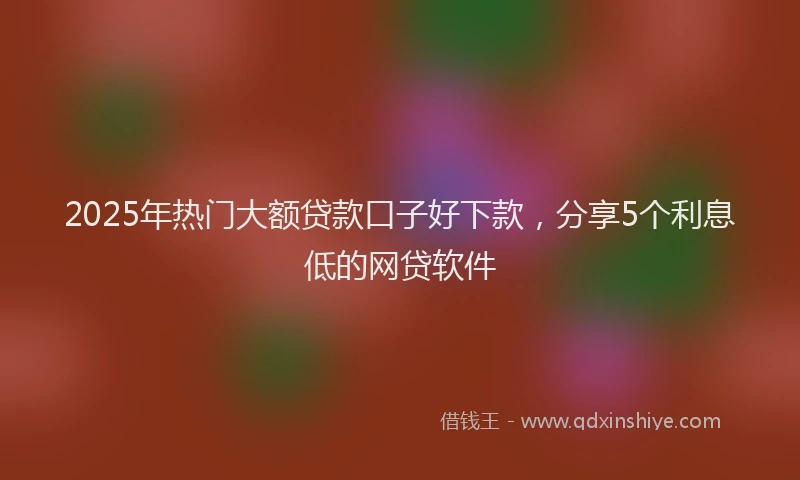 2025年热门大额贷款口子好下款，分享5个利息低的网贷软件