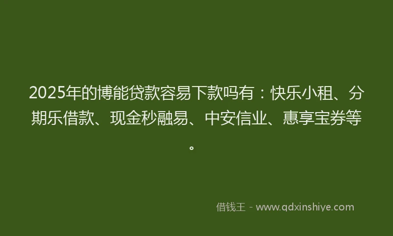 2025年的博能贷款容易下款吗有：快乐小租、分期乐借款、现金秒融易、中安信业、惠享宝券等。